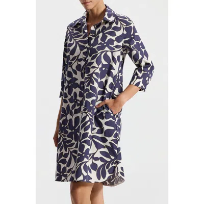Ronen Chen Michelle Blue Floral Button Down Dress