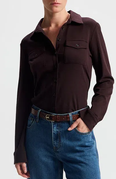 Ronen Chen Nili Fitted Button-down Shirt In Aubergine