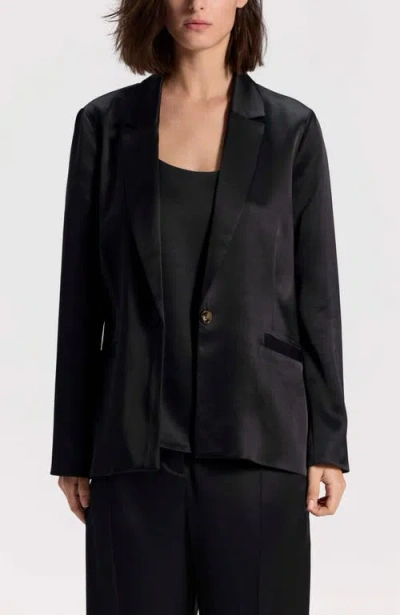 Ronen Chen Satin Blazer In Black