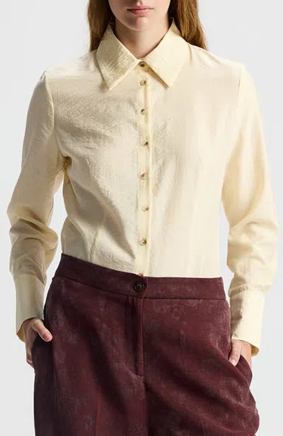 Ronen Chen Shirley Satin Button-down Shirt In Yellow