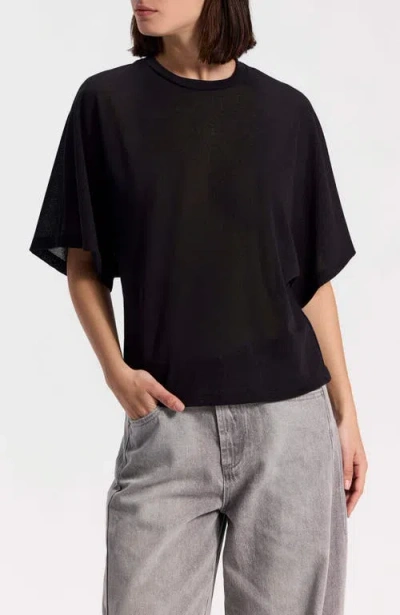 Ronen Chen Short-sleeve Batwing Top In Black