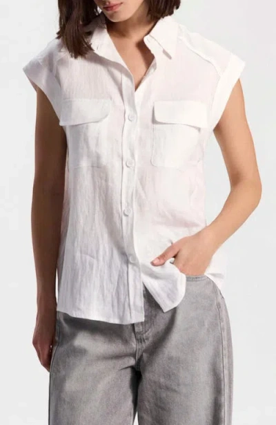 Ronen Chen Short-sleeve Linen Button-up Shirt In White