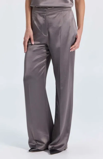 Ronen Chen Wide-leg Satin Pants In Gray