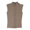 Roni Ilan Light Brown  Sand Sleeveless Top With Pleats In Gray