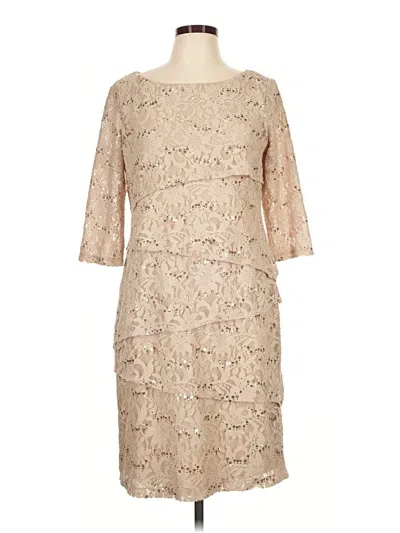 Pre-owned Ronni Nicole Cocktail Dress In Tan
