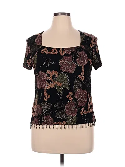 Pre-owned Ronni Nicole Short Sleeve Top Black Scoop Neck Tops