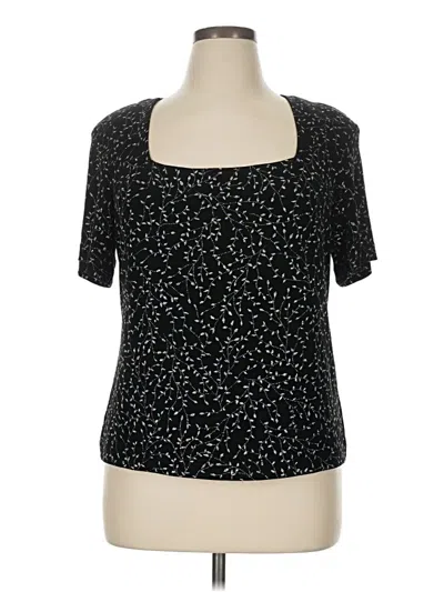 Pre-owned Ronni Nicole Short Sleeve Top Black Stars Pattern Square Neckline Tops