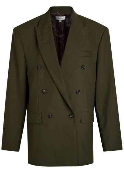 Ronny Kobo 1988 Double-breasted Woven Blazer In Green