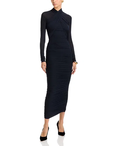Ronny Kobo Afra Ruched Bodycon Dress In Navy
