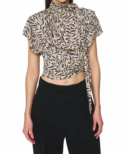 Ronny Kobo Aiko Short Sleeve Blouse In Abstract Animal In Black