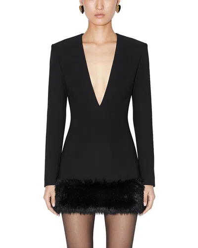 Ronny Kobo Aivy Plunge Neck Mini Dress In Black