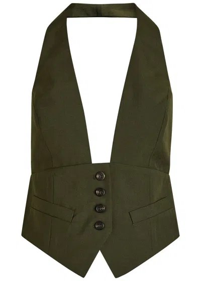 Ronny Kobo Alesis Button Halterneck Vest In Green