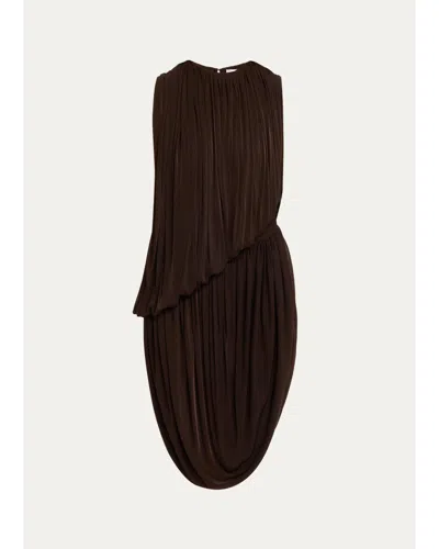 Ronny Kobo Alton Draped Side-slit Jersey Dress In Brown