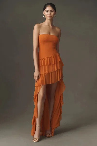 Ronny Kobo Ambra Ruffled Dress In Orange