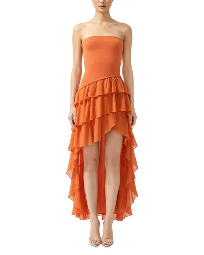 Ronny Kobo Ambra Ruffled Dress In Orange
