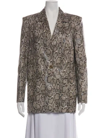 Pre-owned Ronny Kobo Animal Print Blazer In Neutrals