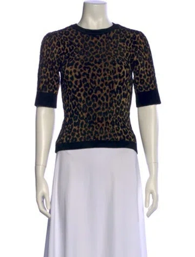 Pre-owned Ronny Kobo Animal Print Crew Neck Sweater In Black