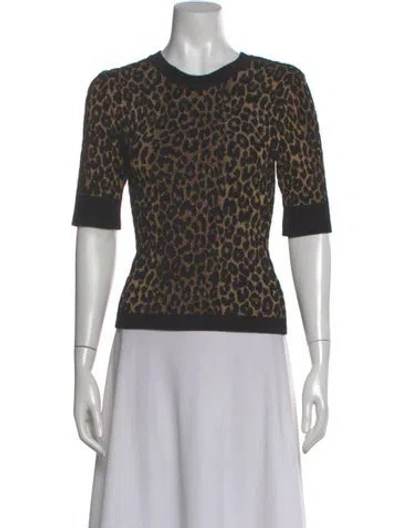Pre-owned Ronny Kobo Animal Print Crew Neck Sweater In Multi