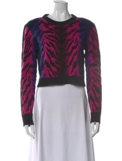 Pre-owned Ronny Kobo Animal Print Crew Neck Sweater In Purple
