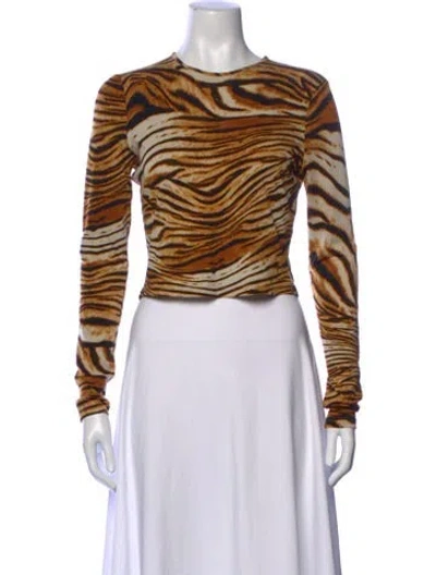 Pre-owned Ronny Kobo Animal Print Crew Neck Top In Multi