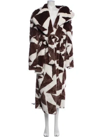 Pre-owned Ronny Kobo Animal Print Faux Fur Coat In Brown