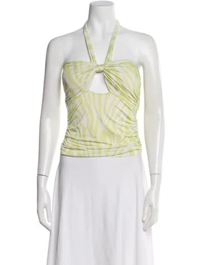 Pre-owned Ronny Kobo Animal Print Halterneck Top In Green