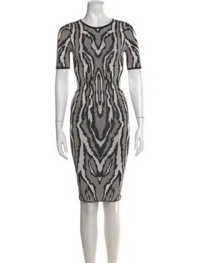 Pre-owned Ronny Kobo Animal Print Knee-length Dress In Gray