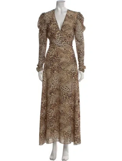 Pre-owned Ronny Kobo Animal Print Long Dress In Multi