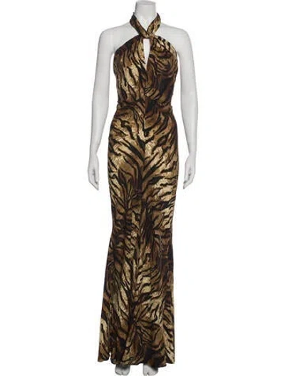 Pre-owned Ronny Kobo Animal Print Long Dress In Multi