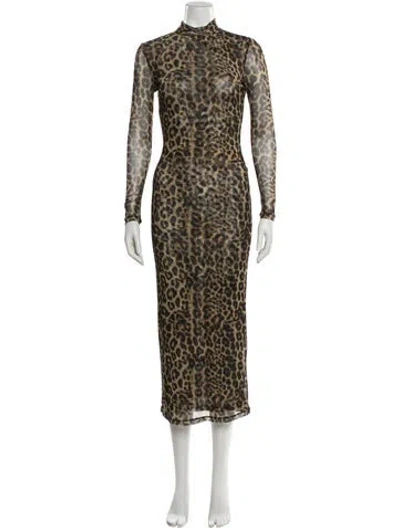 Pre-owned Ronny Kobo Animal Print Long Dress In Multi