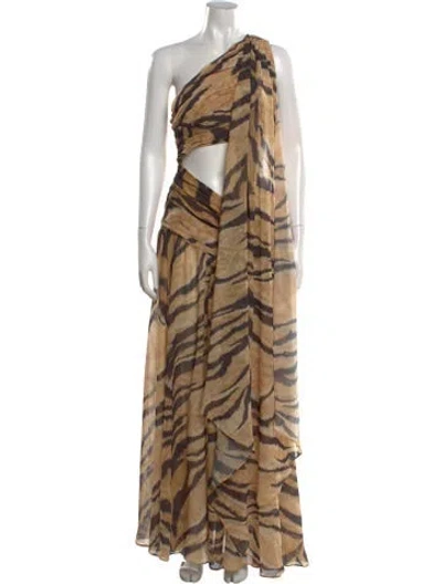 Pre-owned Ronny Kobo Animal Print Long Dress In Neutral