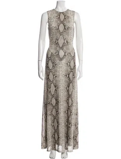 Pre-owned Ronny Kobo Animal Print Long Dress In Neutrals