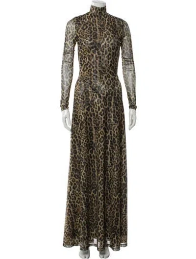 Pre-owned Ronny Kobo Animal Print Long Dress W/ Tags In Black