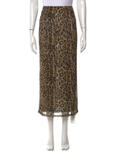 Pre-owned Ronny Kobo Animal Print Long Skirt In Neutral