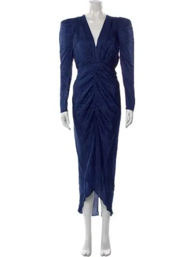 Pre-owned Ronny Kobo Animal Print Midi Length Dress In Blue