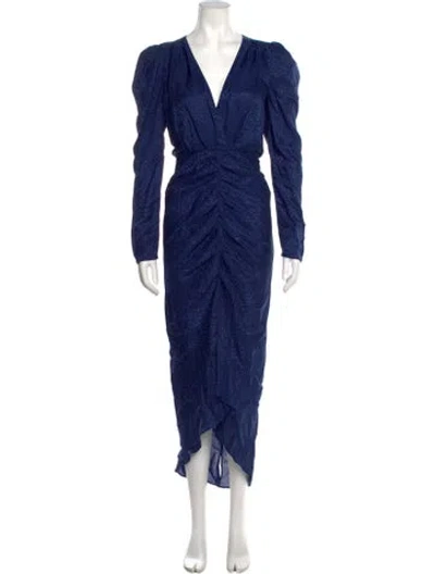 Pre-owned Ronny Kobo Animal Print Midi Length Dress In Blue