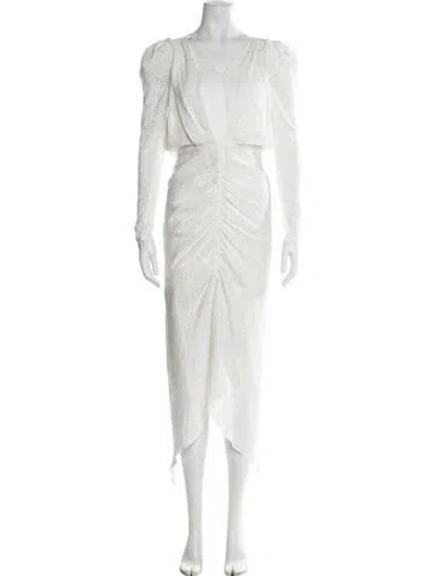 Pre-owned Ronny Kobo Animal Print Midi Length Dress In White