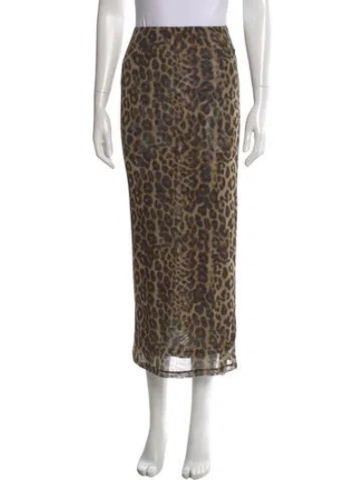 Pre-owned Ronny Kobo Animal Print Midi Length Skirt In Neutral