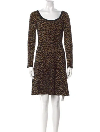 Pre-owned Ronny Kobo Animal Print Mini Dress In Black