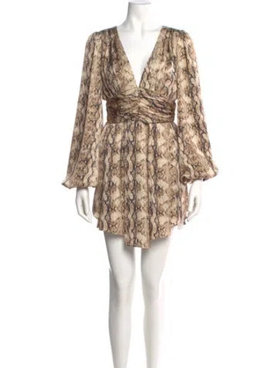 Pre-owned Ronny Kobo Animal Print Mini Dress In Brown