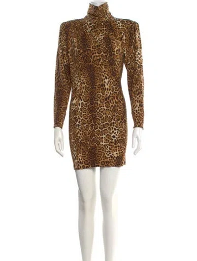 Pre-owned Ronny Kobo Animal Print Mini Dress In Neutral