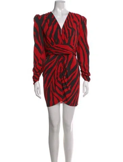 Pre-owned Ronny Kobo Animal Print Mini Dress In Red