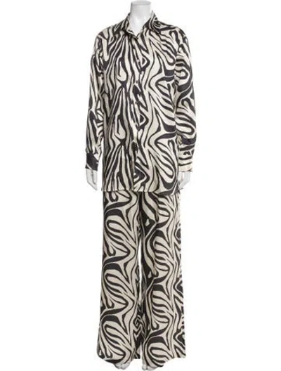 Pre-owned Ronny Kobo Animal Print Pant Set In Black/neutrals