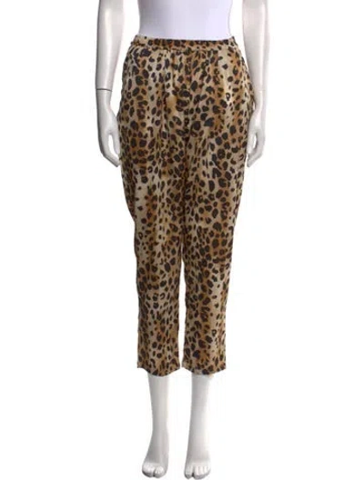 Pre-owned Ronny Kobo Animal Print Straight Leg Pants In Neutral