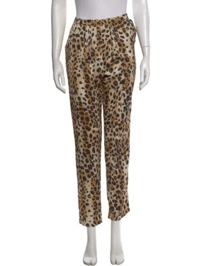 Pre-owned Ronny Kobo Animal Print Straight Leg Pants In Neutral