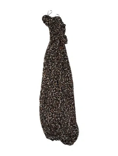 Pre-owned Ronny Kobo Animal Print Strapless Jumpsuit In Brown