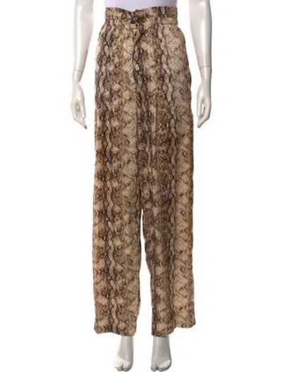 Pre-owned Ronny Kobo Animal Print Wide Leg Pants In Brown