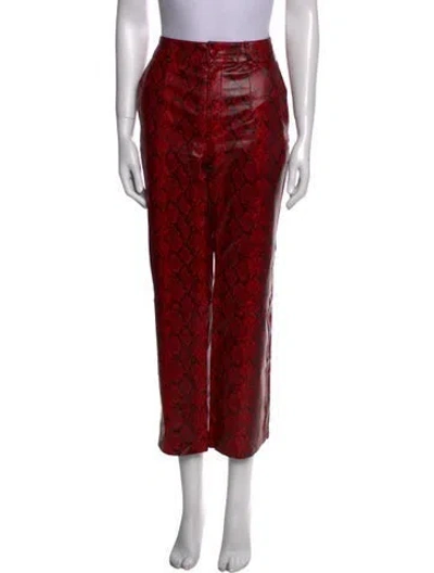 Pre-owned Ronny Kobo Animal Print Wide Leg Pants In Red