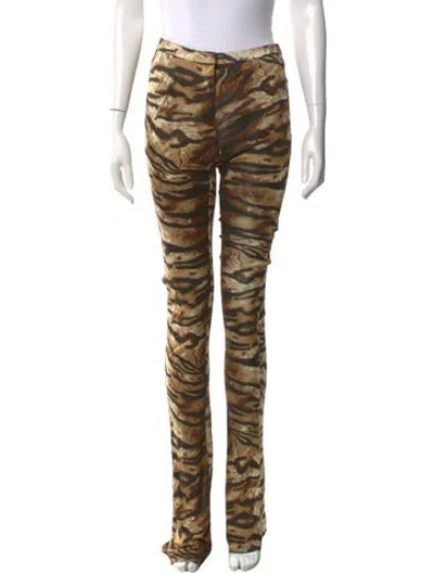 Pre-owned Ronny Kobo Animal Print Wide Leg Pants W/ Tags In Brown