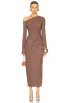Ronny Kobo Annamaria Dress In Coco Ecru Stripe In Cocoa & Ecru Stripe